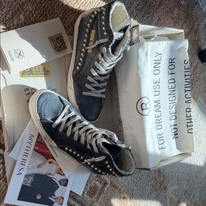 Like new, Golden Goose Black and White Studded Sneakers